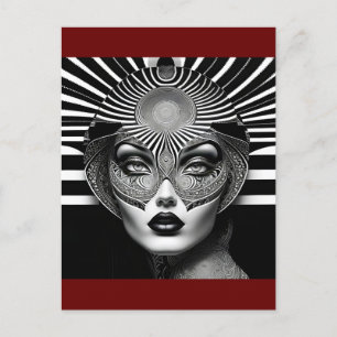 black and white woman postcard