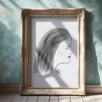 Black and White Woman Profile Sketch Gallery Wall
