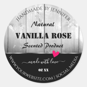 Black and White Wood Grain Product Labels Heart