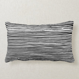 Black and White Wood Stripe Texture Pattern Pillow