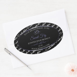 Black and White Word Art Product Label Blue Hearts