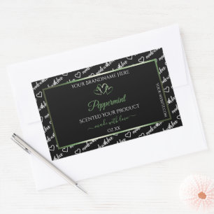 Black and White Word Art Product Label Green Heart