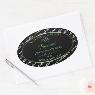 Black and White Word Art Product Label Green Heart