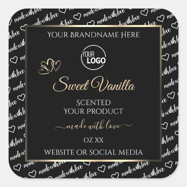 Black and White Word Art Product Labels Logo Gold (Front)