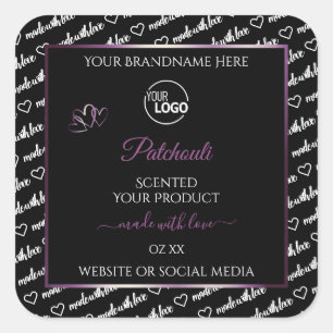Black and White Word Art Purple Product Label Logo