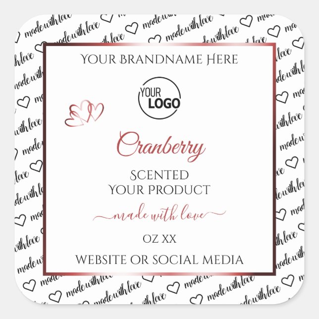 Black and White Word Cloud Logo Product Labels Red (Front)