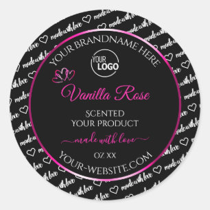 Black and White Word Cloud Pink Product Label Logo