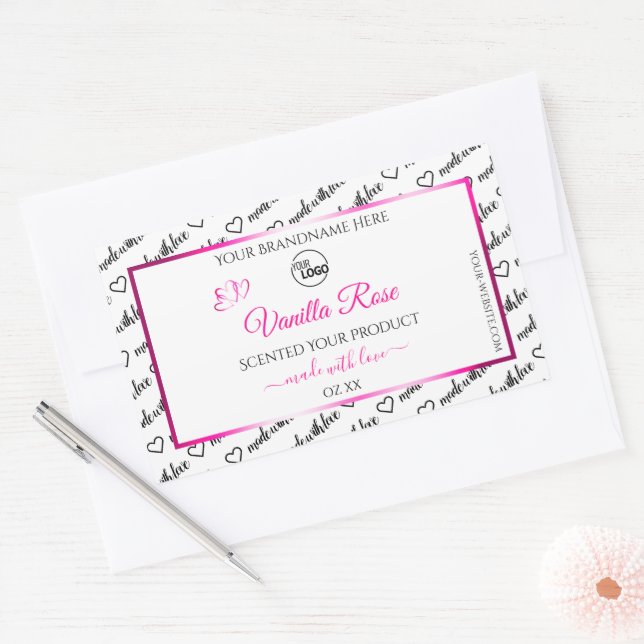 Black and White Word Cloud Pink Product Label Logo (Envelope)