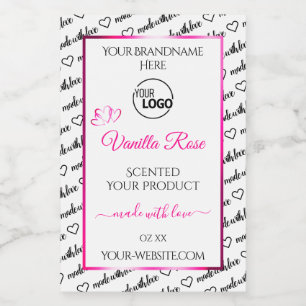 Black and White Word Cloud Pink Product Label Logo