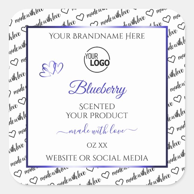 Black and White Word Cloud Product Label Blue Logo (Front)