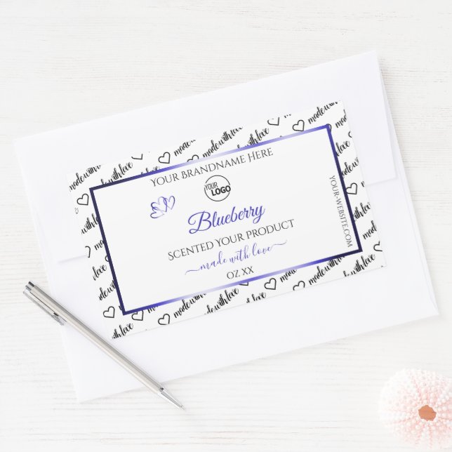 Black and White Word Cloud Product Label Blue Logo (Envelope)