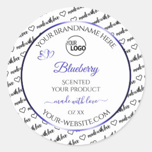 Black and White Word Cloud Product Label Blue Logo