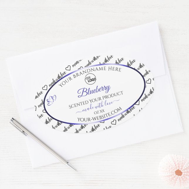 Black and White Word Cloud Product Label Blue Logo (Envelope)