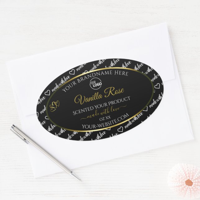Black and White Word Cloud Product Label Logo Gold (Envelope)