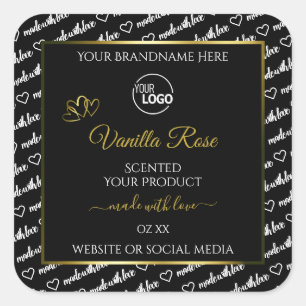 Black and White Word Cloud Product Label Logo Gold