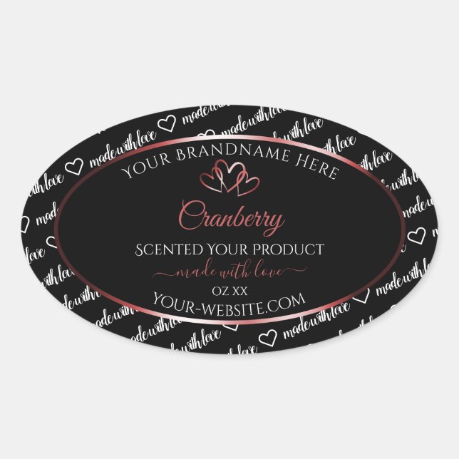 Black and White Word Cloud Product Label Red Heart (Front)