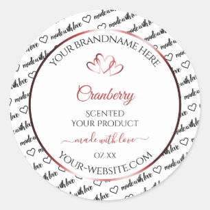 Black and White Word Cloud Product Label Red Heart