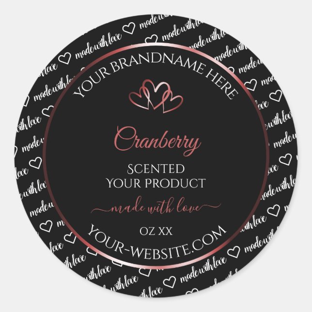 Black and White Word Cloud Product Label Red Heart (Front)