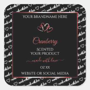 Black and White Word Cloud Product Label Red Heart