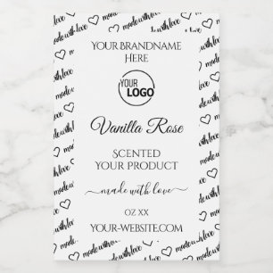 Black and White Word Cloud Product Label with Logo