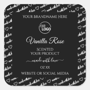 Black and White Word Cloud Product Labels Add Logo