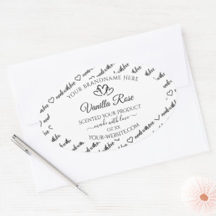 Black and White Word Cloud Product Labels Hearts