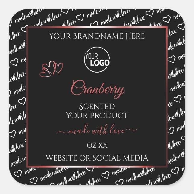 Black and White Word Cloud Red Product Labels Logo (Front)