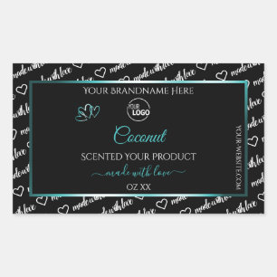 Black and White Word Cloud Teal Product Label Logo