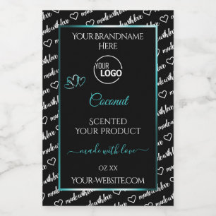 Black and White Word Cloud Teal Product Label Logo