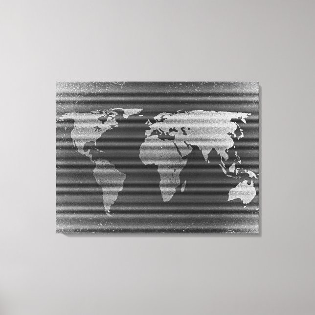 Black and white world map canvas print (Front)