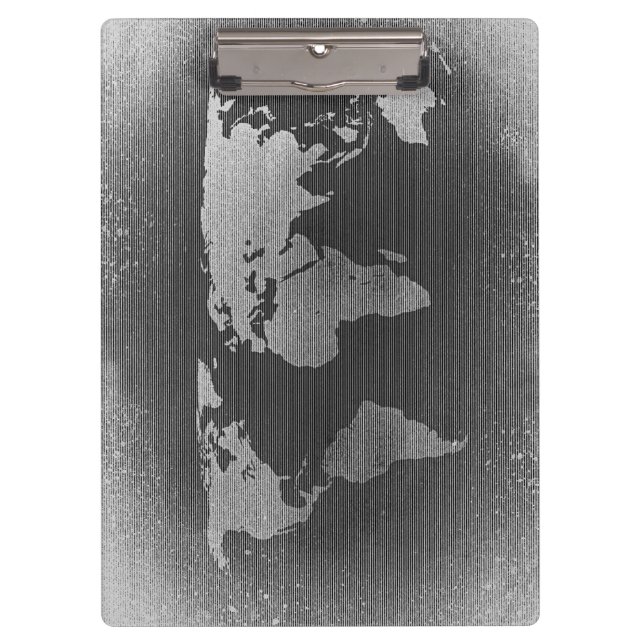 Black and white world map clipboard (Front)