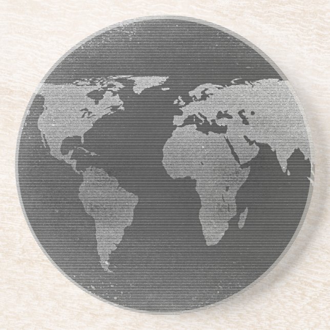 Black and white world map coaster (Front)