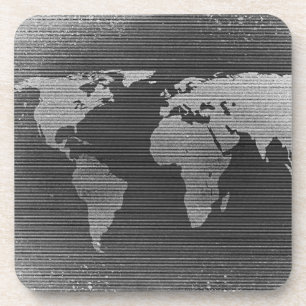 Black and white world map coaster