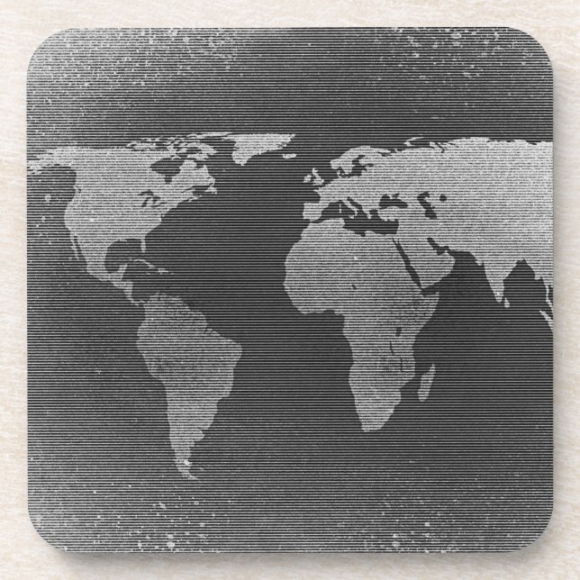 Black and white world map coaster (Front)