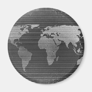Black and white world map magnet