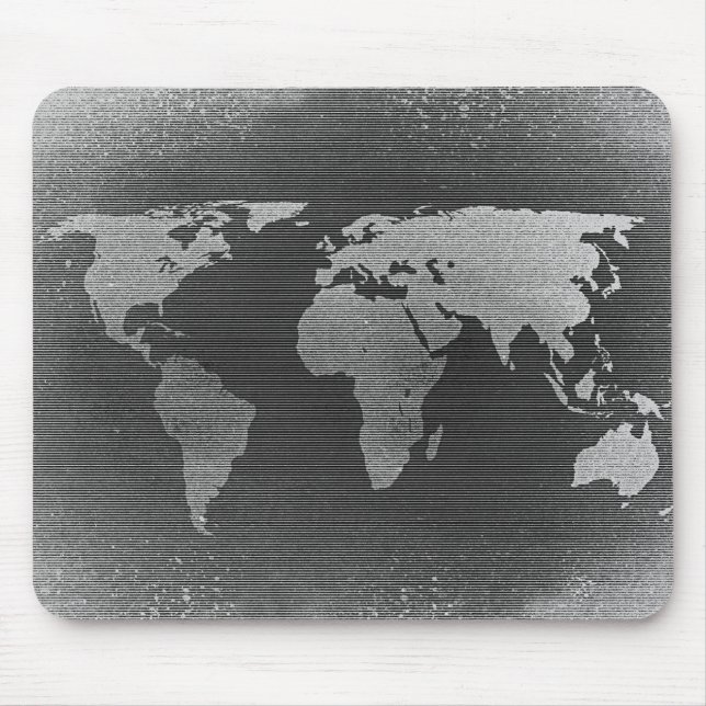 Black and white world map mouse pad (Front)