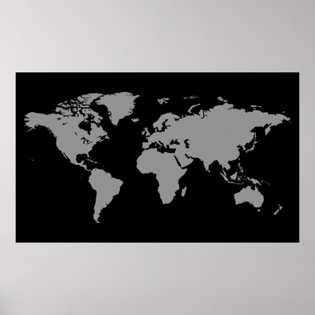 Black And White World Map Posters 11 (Front)
