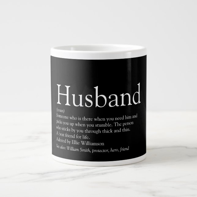 Black and White World's Best Husband Fun Quote Large Coffee Mug (Front)