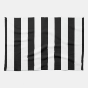 Black and White XL Stripes Pattern Tea Towel