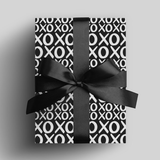 Black and White XOXO Hugs and Kisses Galentine Day Wrapping Paper (Black and White XOXO Hugs and Kisses Galentine Day Wrapping Paper)