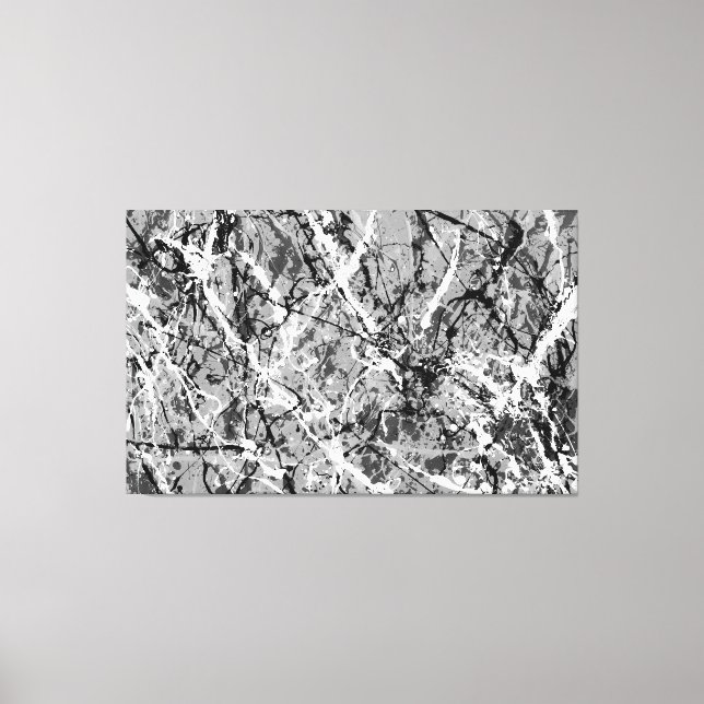 BLACK AND WHITE XXV - Action painting -Abstract- Canvas Print (Front)