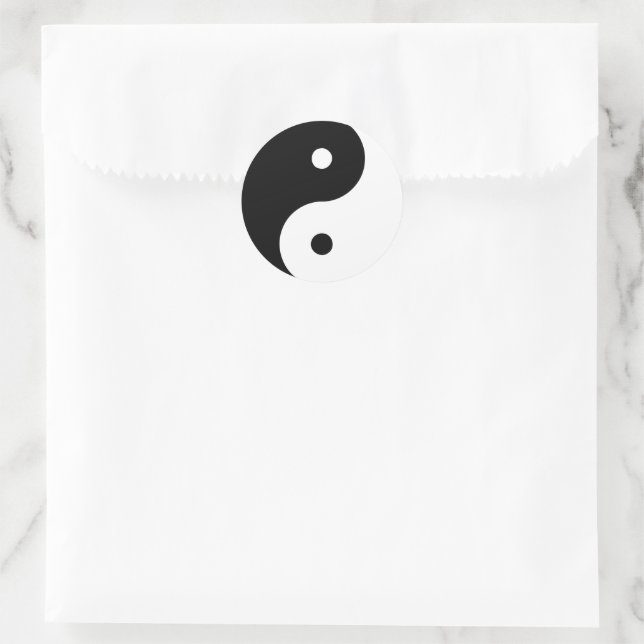 Black and White Yin and Yang Classic Round Sticker (Bag)