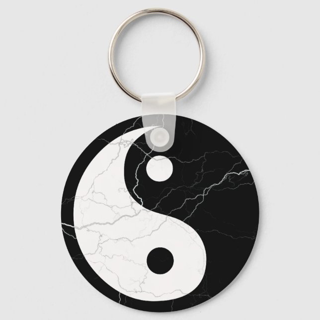 Black and White Yin and Yang Key Ring (Front)