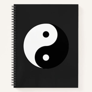Black and White Yin-Yang in Grey Background Notebook