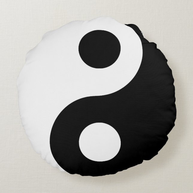 Black and White Yin Yang Round Cushion (Back)