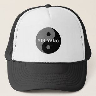 Black and white Yin Yang symbol trucker hat