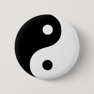 Black and White Yin Yang Taoist Symbol 6 Cm Round Badge