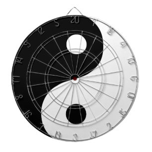 Black and White Yin Yang Taoist Symbol Dartboard