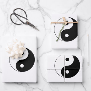 Black and White Yin-Yang Wrapping Paper Sheet