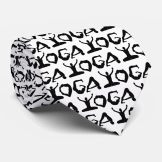 Black and White Yoga Silhouettes Tie
